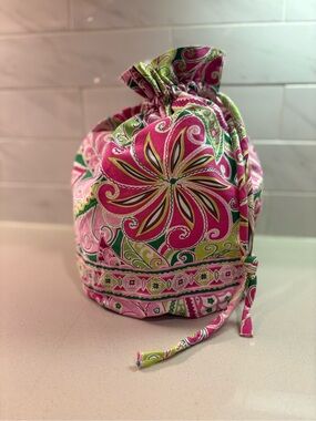 Vintage Vera Bradley•Ditty Bag Pinwheel Pink Drawstring Tote Y2K Retired Print